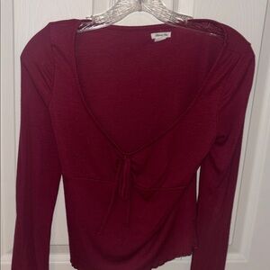 Kimchi Blue Burgundy Long Sleeve Blouse